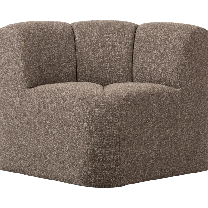 Woood Mojo Eetbankje Hoek Met Rugleuning Boucle Bruin Melange