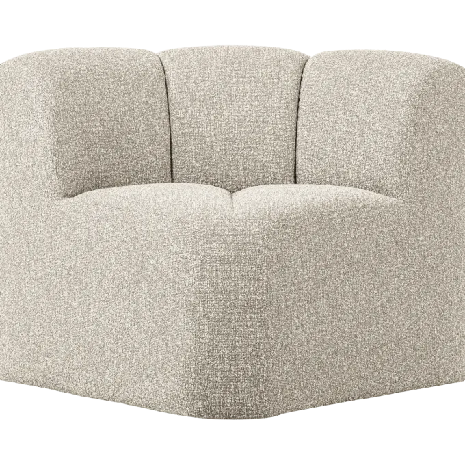 Woood Mojo Eetbankje Hoek Met Rugleuning Boucle Beige Melange
