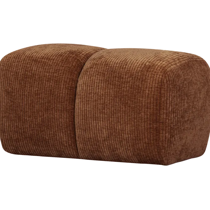 Woood Mojo poef 45x84x64cm geweven ribstof roestbruin