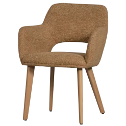 Woood Murat eetkamerstoel geel met houten poot naturel