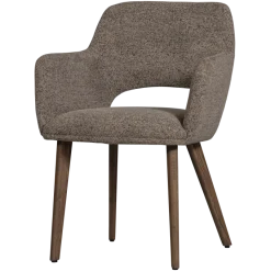 Woood Murat eetkamerstoel taupe met houten poot mystic brown