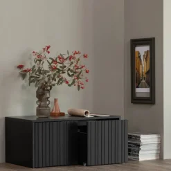 Woood New gravure kistbank grenen zwart [fsc]