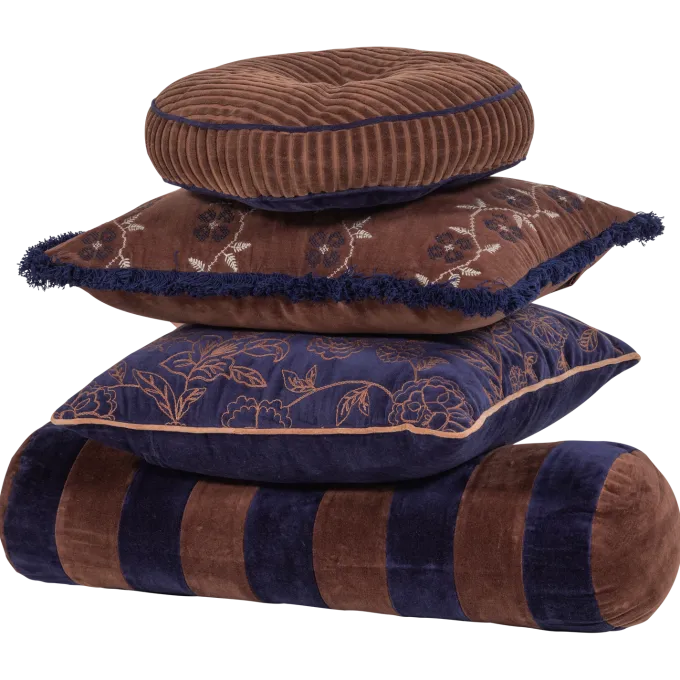 Woood Niva Kussens Bruin/Blauw - Set Van 4