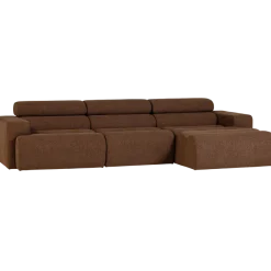 Woood Novi chaise longue bank rechts boucle mokkabruin