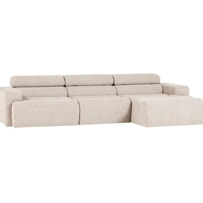 Woood Novi chaise longue bank rechts boucle naturel