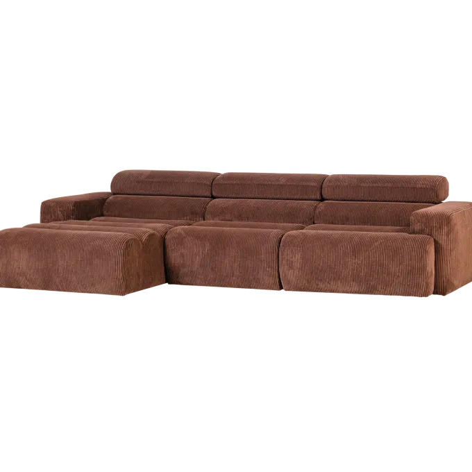 Woood Novi chaise longue bank links ribstof terra
