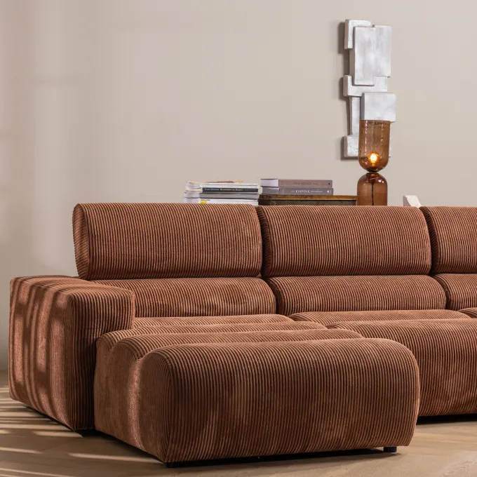 Woood Novi chaise longue bank links ribstof terra