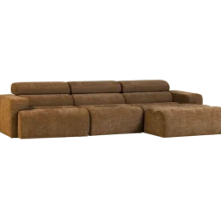 Woood Novi chaise longue bank rechts karamelbruin melange