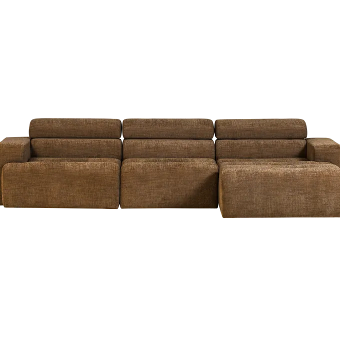 Woood Novi chaise longue bank rechts karamelbruin melange