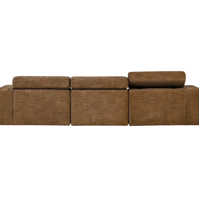 Woood Novi chaise longue bank rechts karamelbruin melange