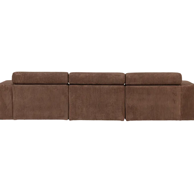 Woood Novi chaise longue bank links ribstof mokkabruin