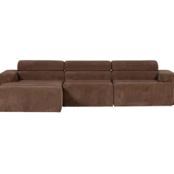 Woood Novi chaise longue bank links ribstof mokkabruin