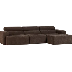 Woood Novi chaise longue bank rechts donkerbruin melange