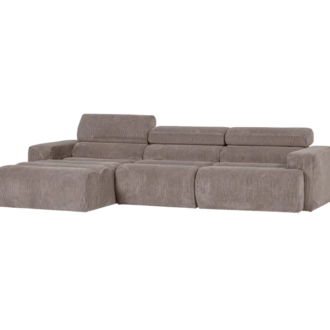Woood Novi chaise longue bank links ribstof zand