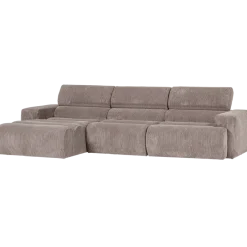 Woood Novi chaise longue bank links ribstof zand