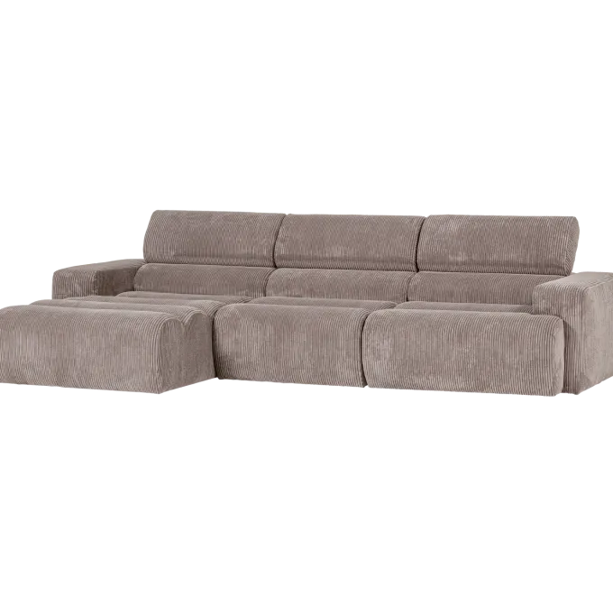 Woood Novi chaise longue bank links ribstof zand
