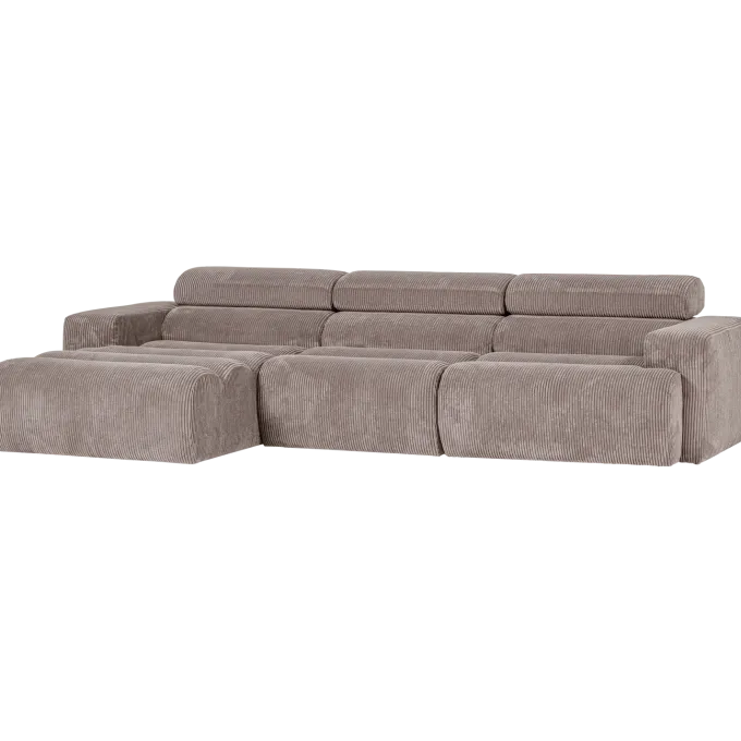 Woood Novi chaise longue bank links ribstof zand