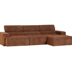 Woood Novi chaise longue bank rechts ribstof terra