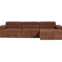 Woood Novi chaise longue bank rechts ribstof terra