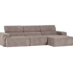 Woood Novi chaise longue bank rechts ribstof zand