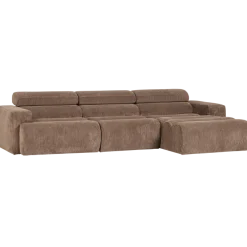 Woood Novi chaise longue bank rechts ribstof taupe