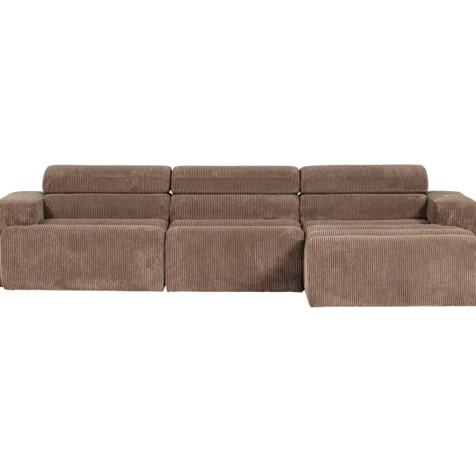 Woood Novi chaise longue bank rechts ribstof taupe