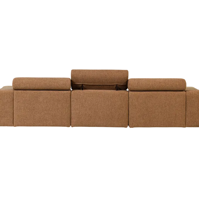 Woood Novi chaise longue bank rechts boucle karamelbruin