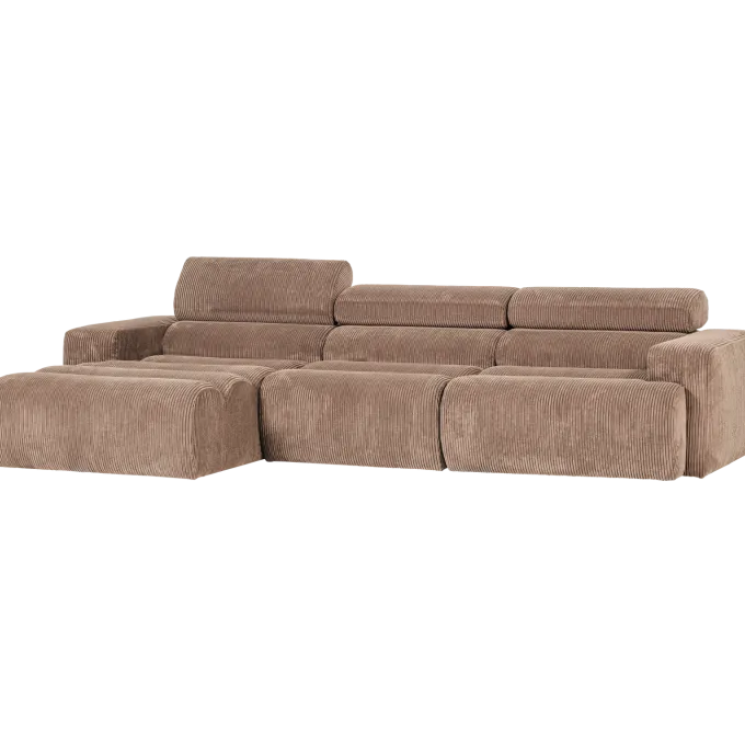Woood Novi chaise longue bank links ribstof taupe
