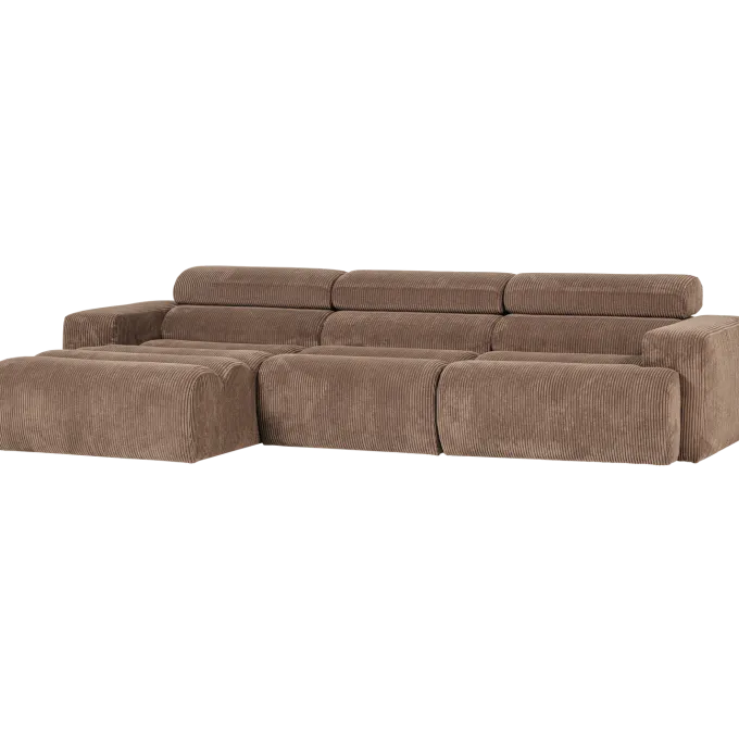 Woood Novi chaise longue bank links ribstof taupe