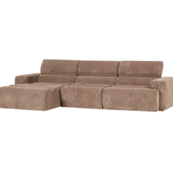 Woood Novi chaise longue bank links ribstof taupe
