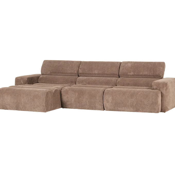 Woood Novi chaise longue bank links ribstof taupe