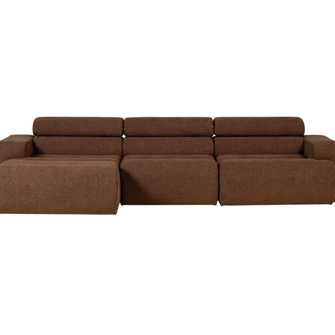 Woood Novi chaise longue bank links boucle mokkabruin