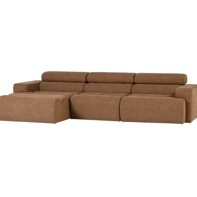 Woood Novi chaise longue bank links boucle karamelbruin
