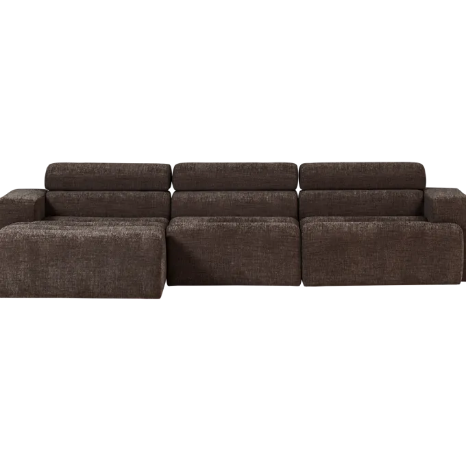 Woood Novi chaise longue bank links donkerbruin melange