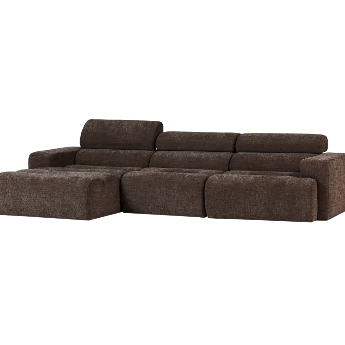 Woood Novi chaise longue bank links donkerbruin melange