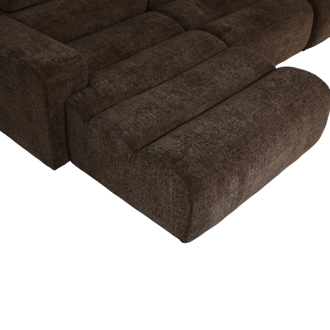 Woood Novi chaise longue bank links donkerbruin melange