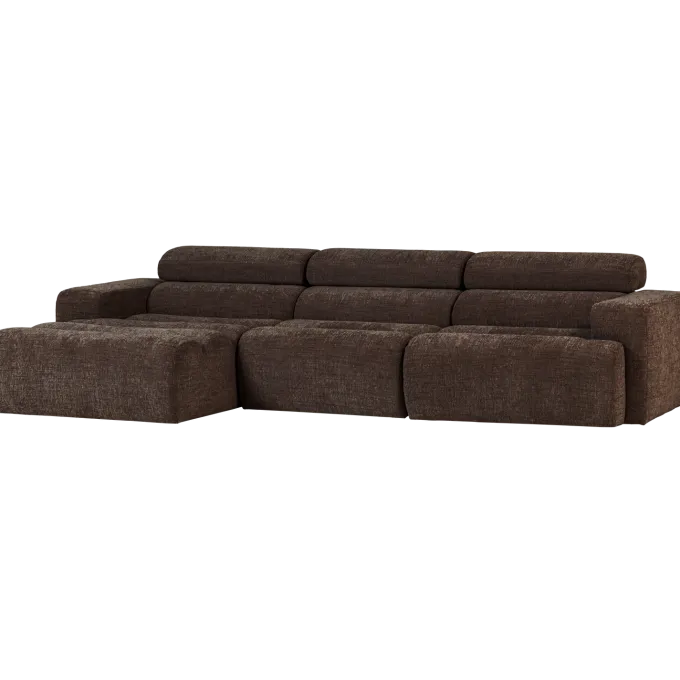 Woood Novi chaise longue bank links donkerbruin melange