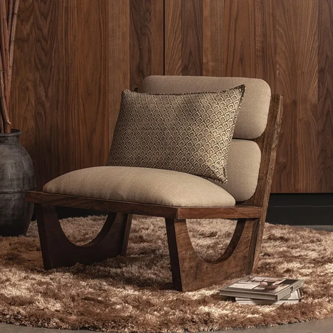 Woood Opulent fauteuil bouclé/hout naturel