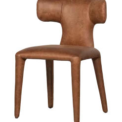 Woood Permit eetkamerstoel leerlook cognac