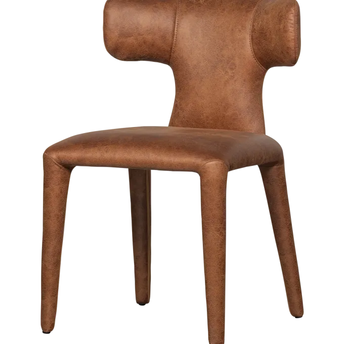 Woood Permit eetkamerstoel leerlook cognac