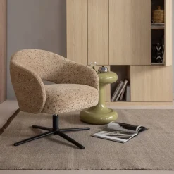 Woood Pico Draaifauteuil Velvet Structuur Zand [FSC]