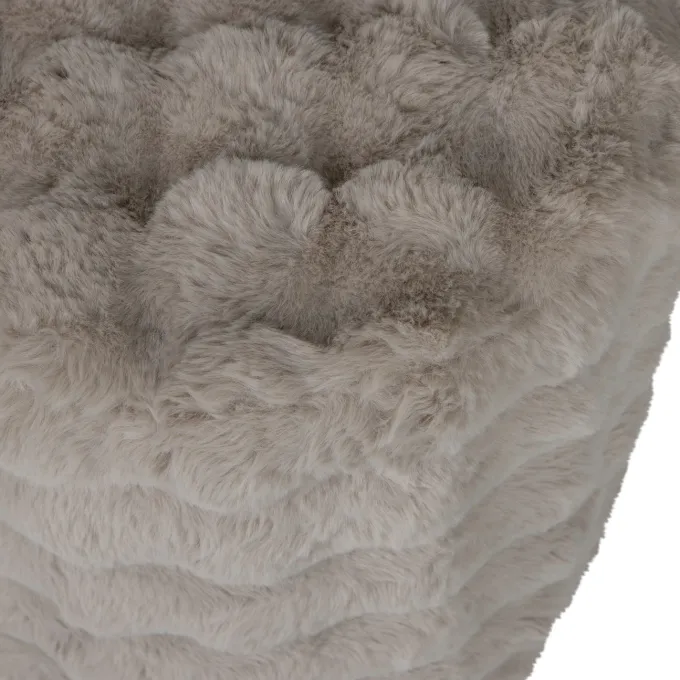 Woood Poef Olven hoog fluffy stof naturel