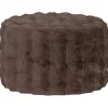Woood Poef Olven laag fluffy stof bruin