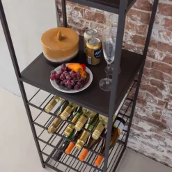 Woood Reese Multifunctioneel Wijn-/Drankenrek Metaal Donkerbruin