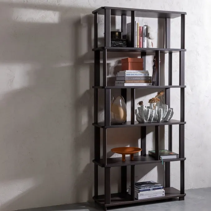 Woood Riss boekenkast eikenhout mystic brown 186x90cm
