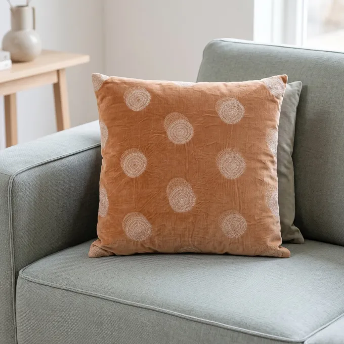 Woood Riv Kussen Fluweel Toffee 45x45cm