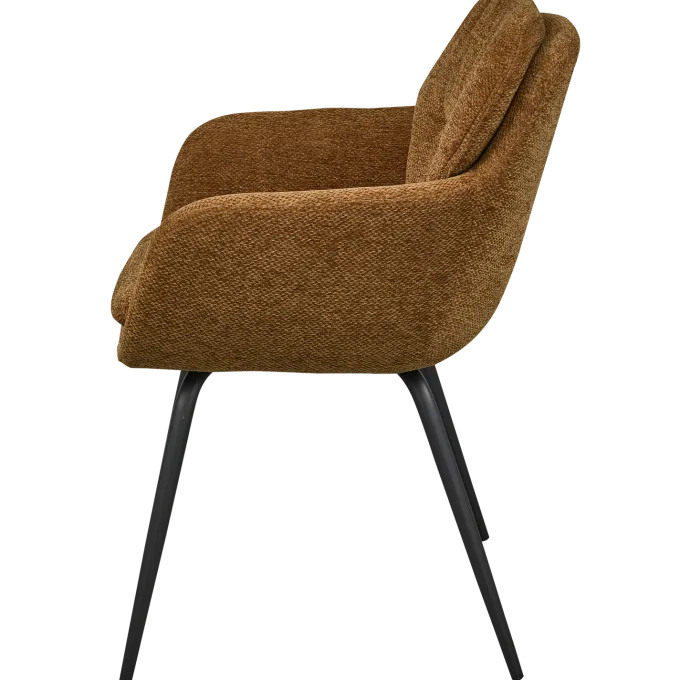 Woood RUNA eetkamerstoel chenille caramel bruin/geel