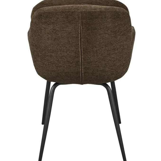 Woood Runa eetkamerstoel Chenille warm bruin