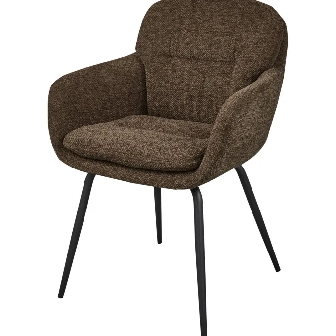 Woood Runa eetkamerstoel Chenille warm bruin
