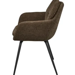 Woood Runa eetkamerstoel Chenille warm bruin